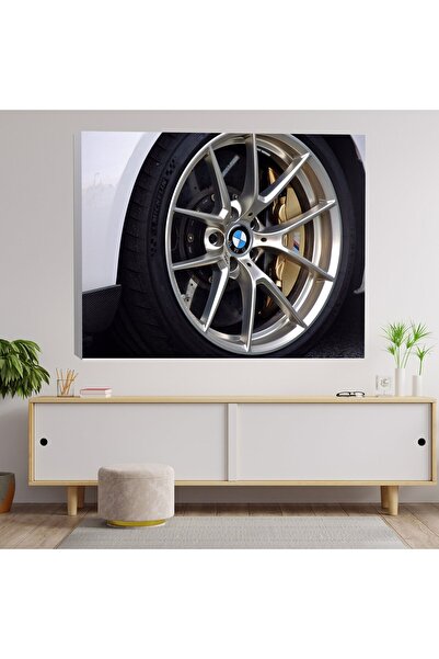 Yakın Çekim Bmw Araba Jant Temalı Dekoratif Kanvas Tablo