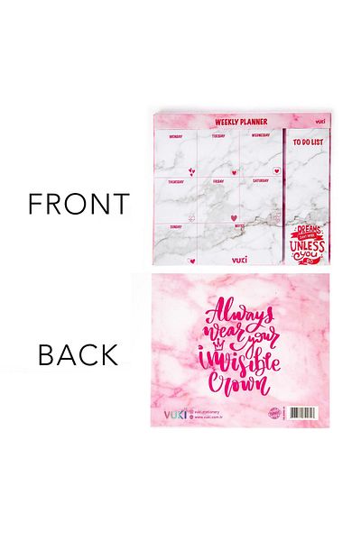 Şeker Ofisi Desktop Weekly Planner Notebook Pink Marble