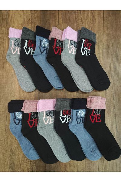 Leement socks Детски хавлиени чорапи, 12 чифта, памучни, дебели, зимни