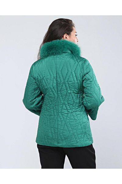Cristina Quilted Plus Size Coat - Short Button Detail