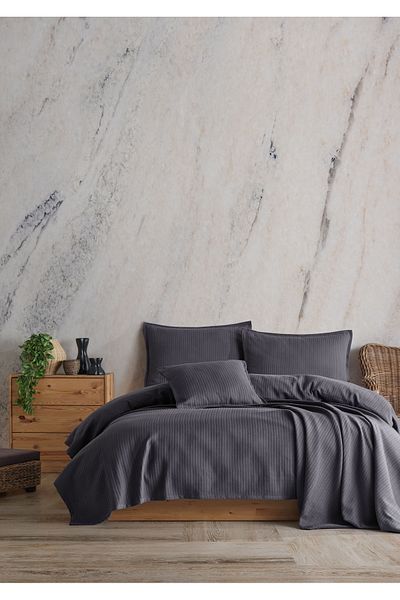 Lief Home 100% Cotton Knitted Patterned Multi-Purpose Bedspread| 240x230