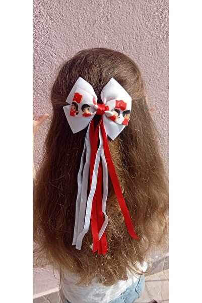 Generic Brand National Feast Themed Handmade White Satin Bow School Buckle