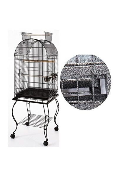 Qh Pet Cage Sehpalı Papağan Kafesi Dövme Demir (51x51x152)