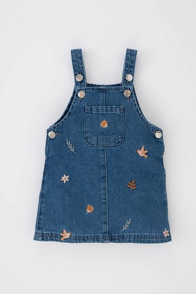 DeFacto Baby Girl Floral Strap Jean Dress