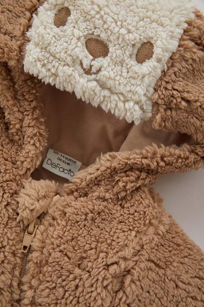 DeFacto Baby Boy Hooded Zippered Plush Winter Jumpsuit