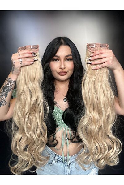 Suzan Peruk Κυματιστά Σετ Στραπτούρες 8 Τεμαχίων - Λευκό Πλατινένιο με Φλοκάτ...