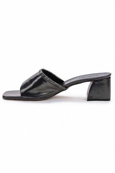 Ayakland Large Size Shiny 5 Cm Heeled Women's Slippers 907-2127