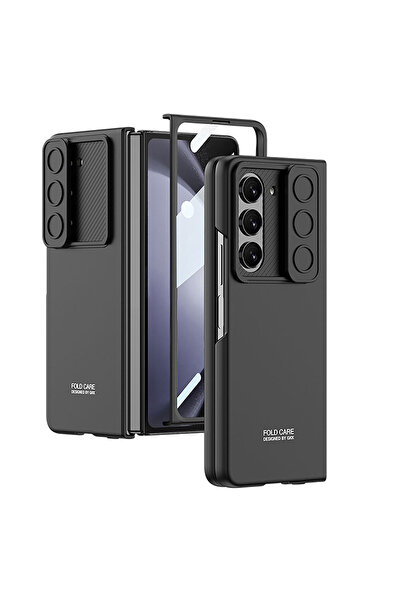 Rivor Samsung Galaxy Z Fold 5 Uyumlu Kılıf Kamera Korumalı Metal Görünümlü Kı...