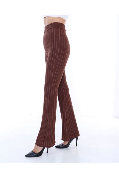 CELEN CIL CELEN/CIL Women's high waist striped spanish leg pants