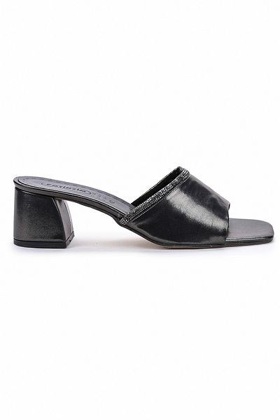 Ayakland Large Size Shiny 5 Cm Heeled Women's Slippers 907-2127
