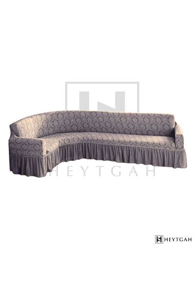 HEYTGAH Oslamic Patterned Jacquard Elastic and Skirt L Sofa Cover - Stone