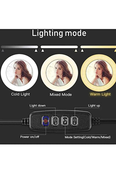 CROW'S TECH Youtuber 10 Inç Led Tripod Işıklı Telefon Tutucu Makyaj Işığı Ring Light