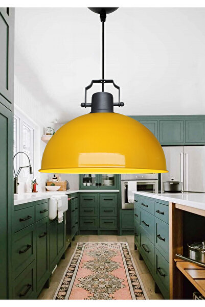 HOMİNG Swiss Retro Hardal Sarı Metal Sarkıt Kafe Restoran Antre Mutfak Salon ...