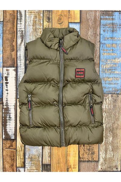 Esterella high collar boy puffer vest/children puffer vest/children puffer vest with zipper pocket