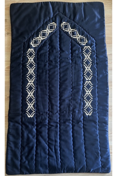 nisa46 Maraş İşi Sim Sırma Nakışlı Mavi Renk Seccade