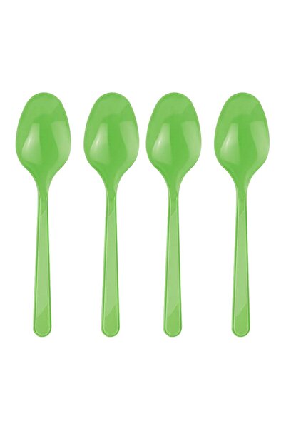 Huzur Party Store 25 Adet Yeşil Renkli Kaşık Sert Dayanaklı Plastik Lüks Kull...