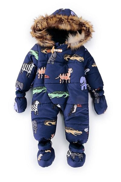 ModaCity Winter Cute Forest Animals Figured Jumpsuit - Furry Hood and Leaf Inner Lining