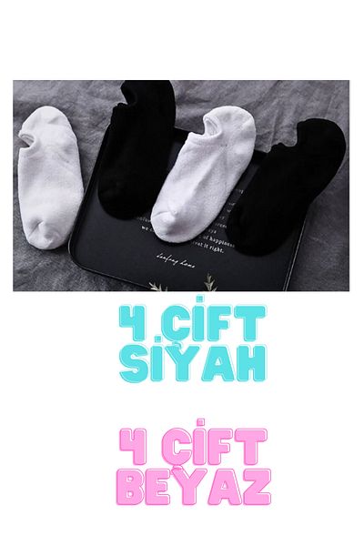 socksbox 8 чифта дамски черни и бели маратонки с подсилени пети и пръсти / 34-39