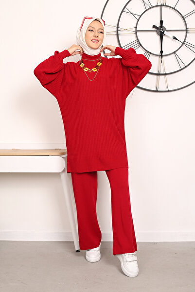 Kirazgym Ribbed Balloon Sleeve Knitwear Set