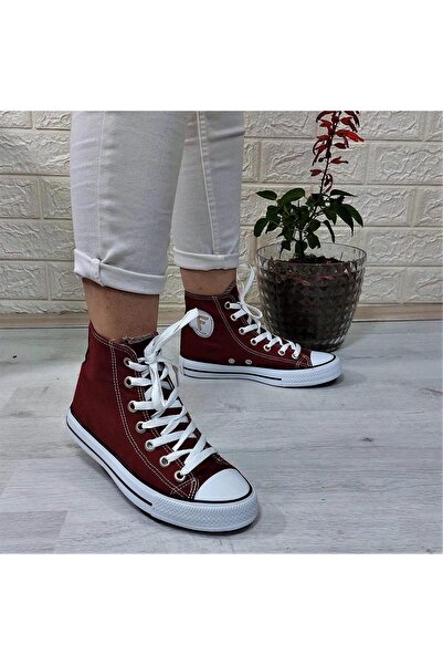 Fiyra 555 حذاء رياضي طويل من الكتان باللون العنابي للجنسين