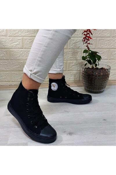 Fiyra 555 حذاء رياضي كتان طويل أسود-أسود للجنسين