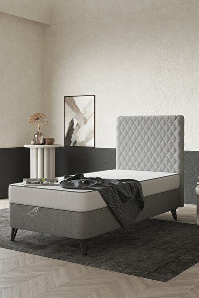 SANDALİE Ortopedik Lüx 90x190 Yatak Baza Başlık Seti - Antrasit