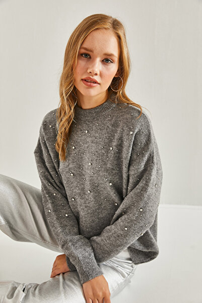 Bianco Lucci Women's Stone Embroidered Knitwear Sweater