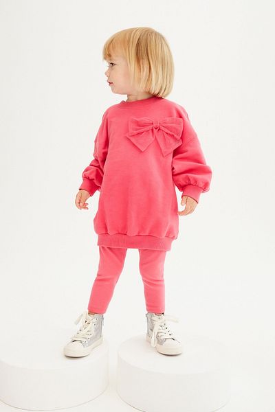 Next Baby 100% Cotton Pink Sweatshirt Top and Bottom Set