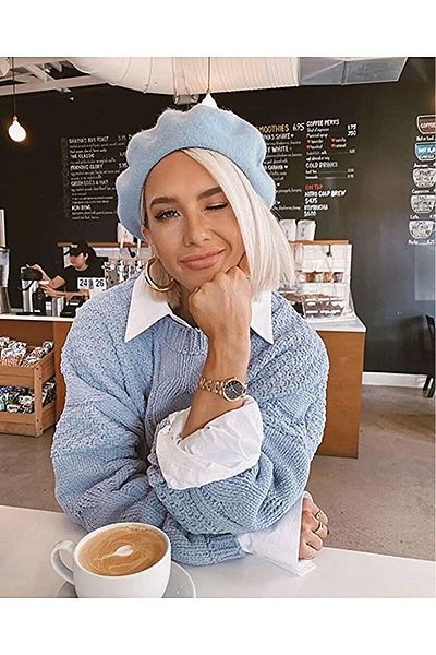 Eke Tekstil Бебешко синя френска барета от австралийски вълнен филц