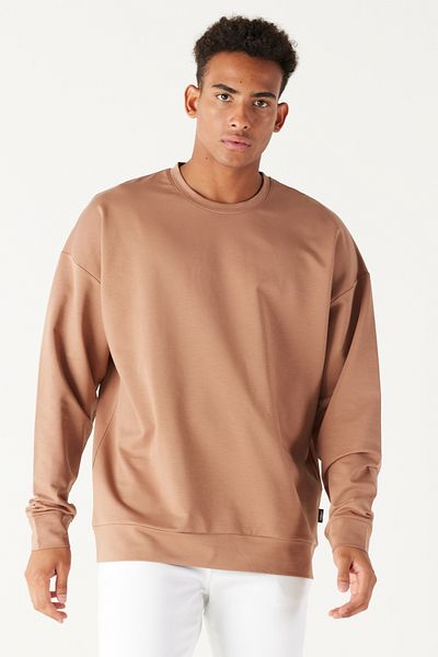 AC&Co / Altınyıldız Classics Ανδρικό φούτερ Mink Oversize Loose Cut Crew λαιμόκοψη από βαμβάκι