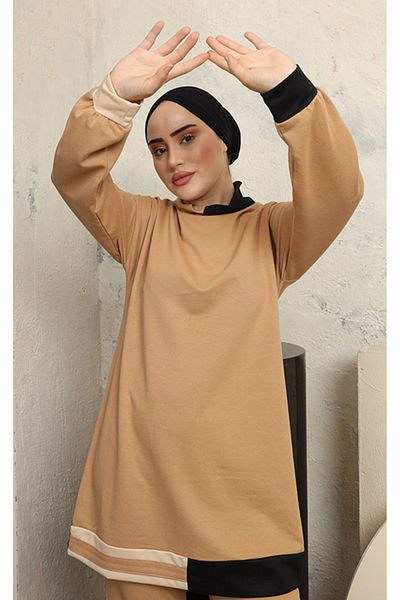 benguen 3402 Set Hijab Două Fire Camel