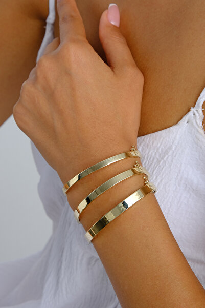 LİLAK KUYUMCULUK 14 Ayar Altın Düz Kelepçe Bileklik 5 mm