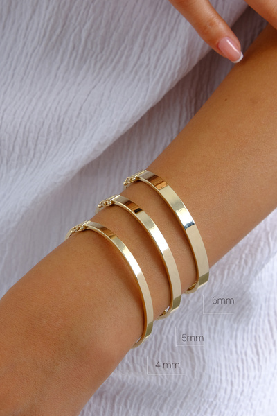 LİLAK KUYUMCULUK 14 Ayar Altın Düz Kelepçe Bileklik 6 mm