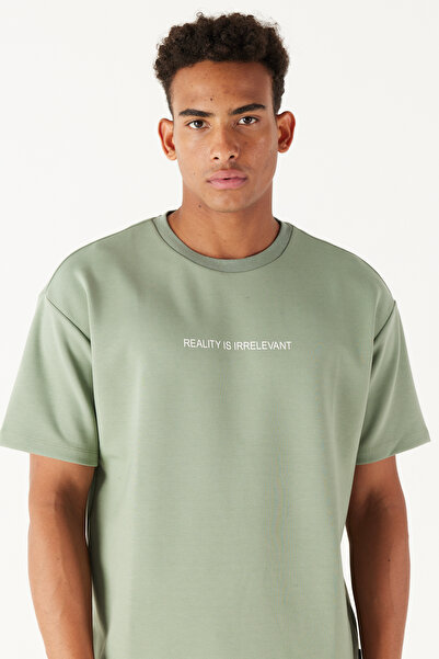 AC&Co / Altınyıldız Classics Men's Stone Green Boxy Fit Crew Neck Sweatshirt