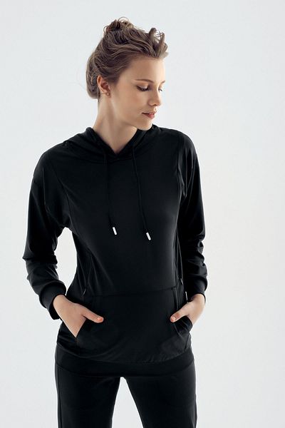 Artış Long Sleeve Zippered Hooded Stretchy Fabric Maternity Sweatshirt
