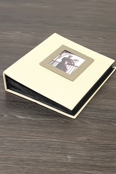 GünTech 13x18 200 Lux Κρέμα άλμπουμ φωτογραφιών με μοτίβο βαμβακιού με παράθυρο