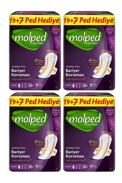 Molped Long Sanitary Pad 26 Pieces x 4 Pieces