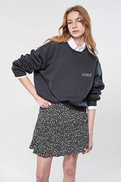 Mavi Kadın Mavi Logo Baskılı Gri Sweatshirt 1611656-82185