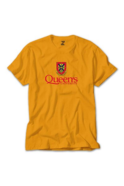 Tomris Hatun Tricou colorat cu logo-ul Universității Queen, culoare galbenă, ...