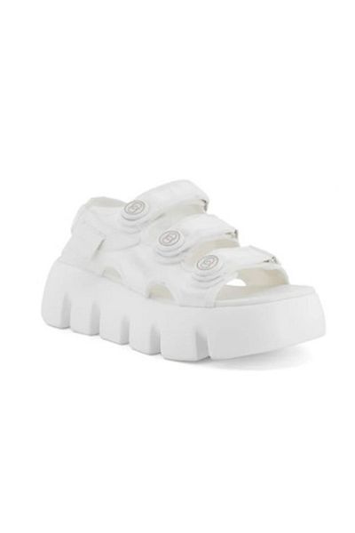 Guja 23Y364 Women's White Thick Platform Sole Velcro Open Satin Summer Orthopedic Sandals Shoes