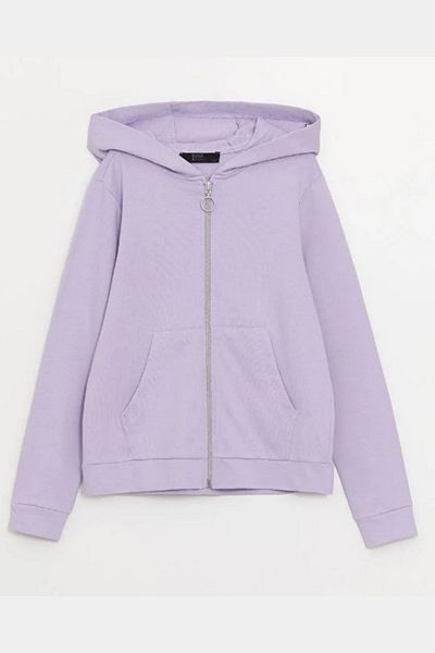Black&Small Pocketed Hooded Zippered Children's Sweatshirt