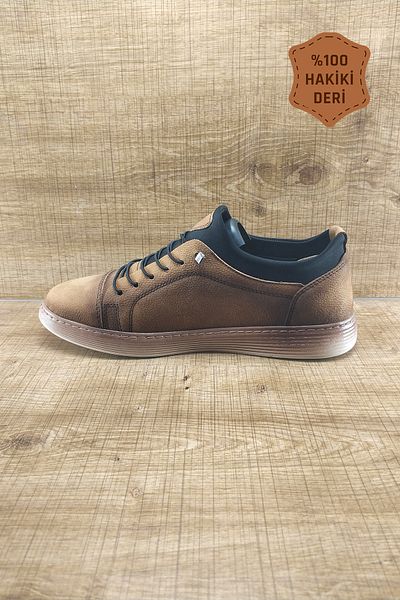 Endurstep Ανδρικά παπούτσια Orthopedic Genuine Leather Elastic Tan Casual Cas0017