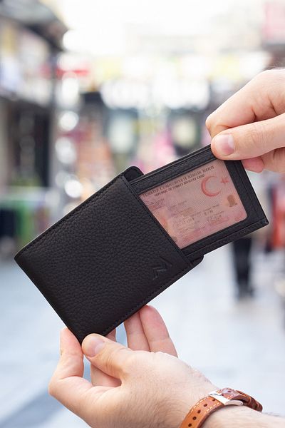 TESBİHCİBABA Mandarin| Oslo Men's Leather Wallet with Hidden Card Holder Compartment, Card Holder