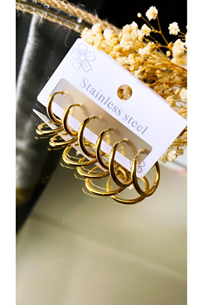 M&E AKSESUAR أقراط دائرية متعددة من الفولاذ