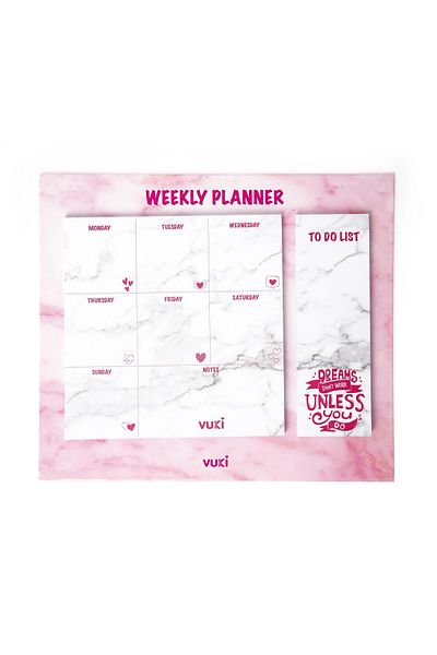 Şeker Ofisi Desktop Weekly Planner Notebook Model Pink Marble