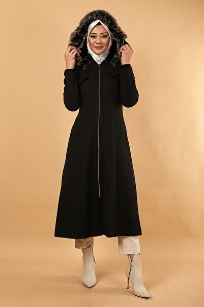 Modamihram Kešu kabát s kapucňou na zips, čierny 12265