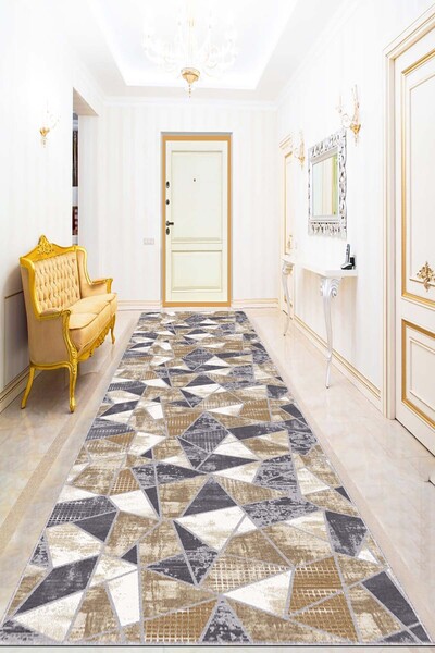 Lizia Home Geometrik Desen Eskitme Kaymaz Mutfak Hol Antre Kesme Özel Ölçülü ...