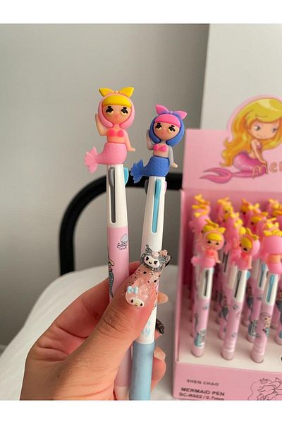 Planet Butik Mermaid Design 3 Color Ballpoint Pen Blue