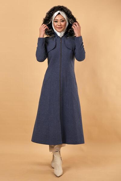 Modamihram Kešu kabát s kapucňou a zipsom Indigo 12265