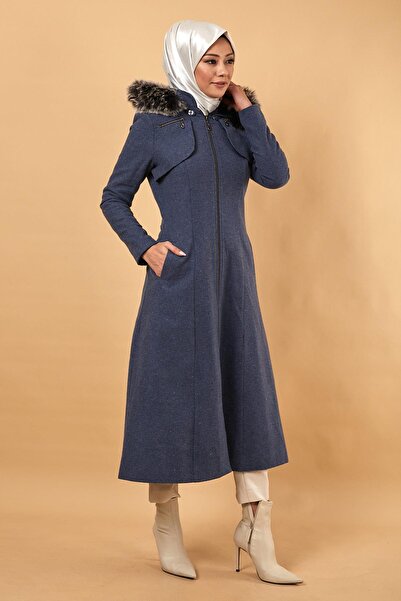 Modamihram Kešu kabát s kapucňou a zipsom Indigo 12265